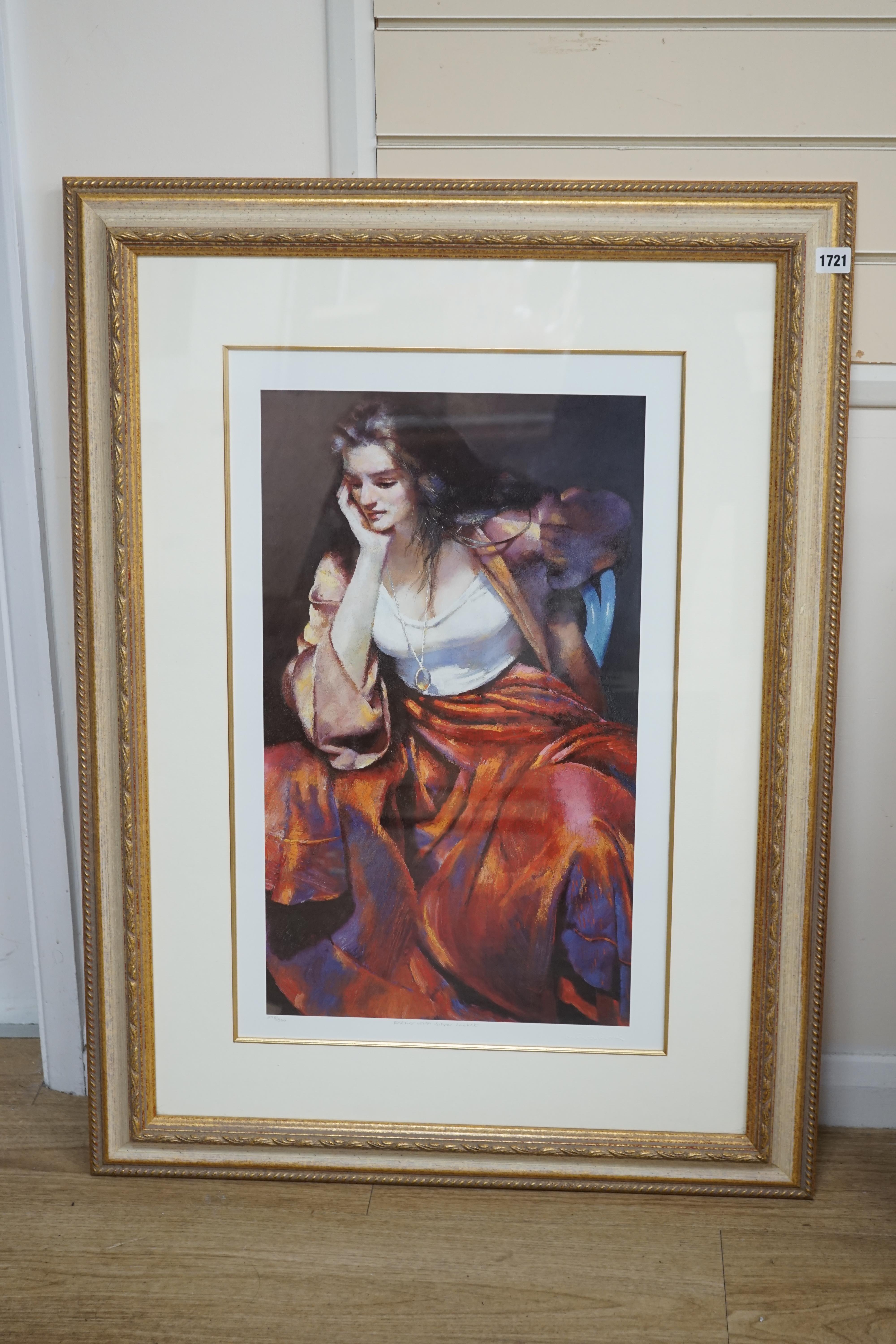 Robert Lenkiewicz (1941-2002), offset lithograph blind stamp signature, 'Esther with silver locket', title in pencil, 298/500, 60 x 35cm. Condition - good